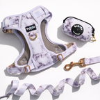 Set Pettorina, Guinzaglio e Borsetta Porta Sacchetti – Effetto Marmo, Elegante e Resistente per Cani che Tirano