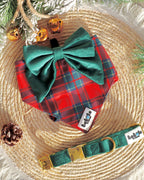 🎄 Combo Christmas Edition – Bandana + Collare Verde con Fiocco in velluto e Dettagli Oro | Bebola