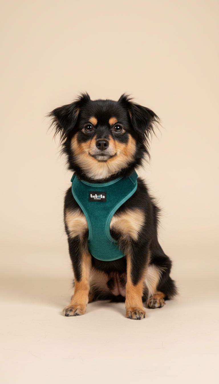Set Pettorina in Velluto Verde – Eleganza e Comfort per il Tuo Cane